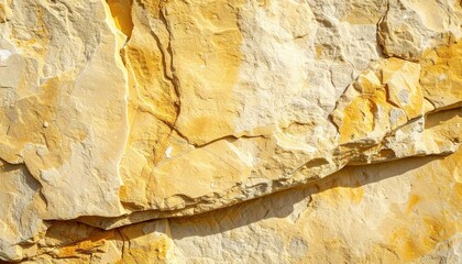 Examining the textured surface of yellow limestone rock quarry photography natural environment close-up view geological features