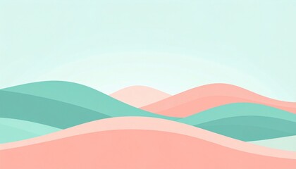 Obraz premium Gentle waves rolling across soft pastel hills abstract landscape minimalist art digital design serene aesthetic