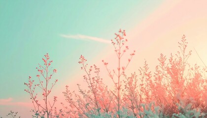 Fototapeta premium Gentle sunrise over blooming wildflowers nature scene outdoor environment serene viewpoint tranquility concept