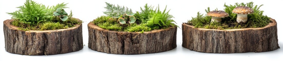 Fototapeta premium Miniature Forest Scenes in Wood Planters