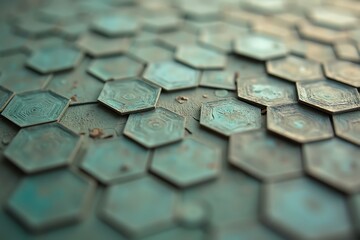 Teal hex tile ground detailed texture