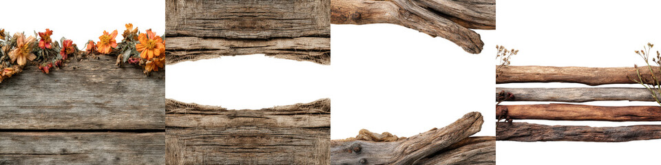 Fototapeta premium Rustic Wooden Backgrounds with Floral Accents - Perfect for Nature Themes, Home Décor, or Seasonal Designs