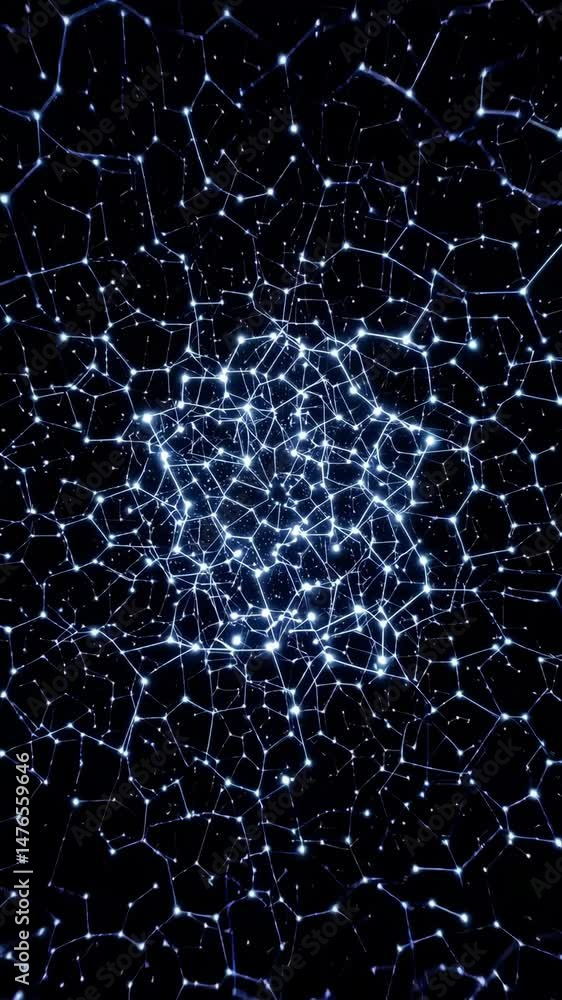 Poster dynamic evolution of illuminated organic grid patterns in dark space