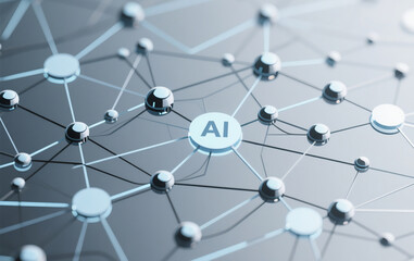 A highly detailed and intricate AI network