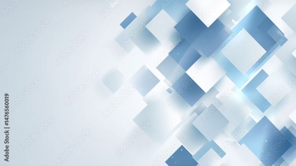 Aufkleber a minimalist, abstract design featuring overlapping squares in muted light blue tones, perfect for c