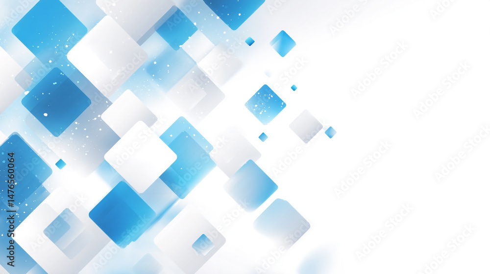 Poster abstract geometric design with blue and white squares, abstract blue and white geometric background 