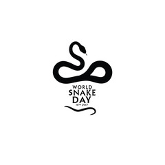 Snake and a text World Snake Day - 16th July silhouette on white background