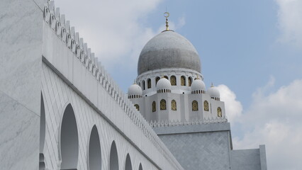 Beautiful architecture of the Sheikh Zayed Mosque, place of worship for muslim in Solo Indonesia