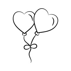 Get this handy drawing style icon of heart balloons