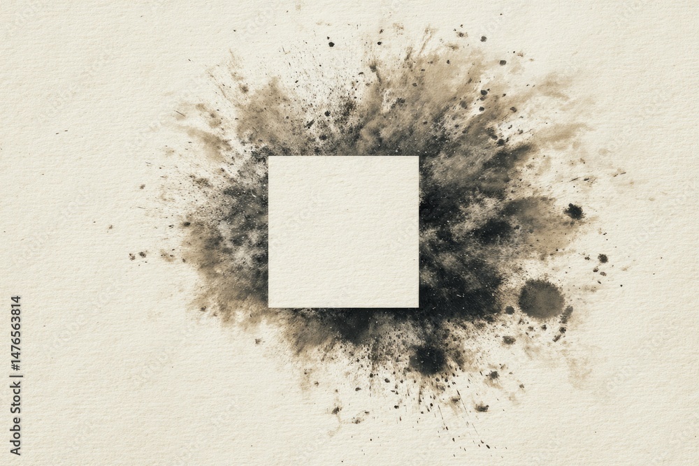 Aufkleber artistic ink explosion: an artistic visual of a blank square stands at the center, with a burst of i