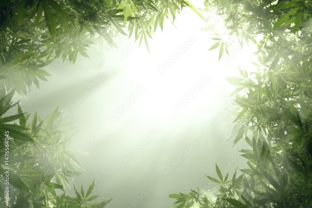 Aufkleber sunlit canopy: a serene and enchanting image showcasing the sunlight filtering through a vibrant can