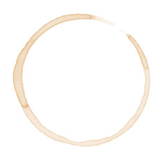 Coffee cup stain, brown trace of mug, design element isolated on white. eps10