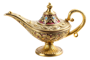 magic aladdin genie lamp isolated on white background PNG