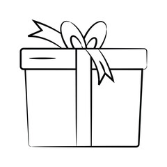 A well designed doodle icon showing wrapped gift box
