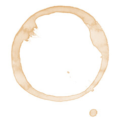 Coffee cup stain, brown trace of mug, design element isolated on white. eps10