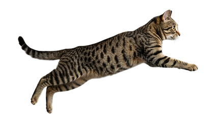 Jumping cat isolated on white or transparent background PNG