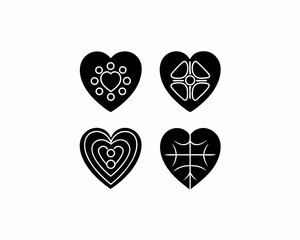 creative details Outline silhouette korean heart icons pack vector illustration