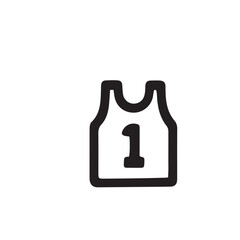 Simple black outline illustration of a sports tank top with number one