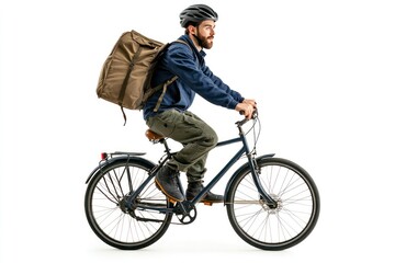 courier on bicycle isolate on white background