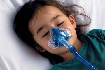 Child Receiving Oxygen Therapy in Hospital Bed