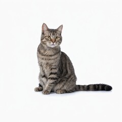 Obraz premium Portrait of beautiful grey cat isolated on white