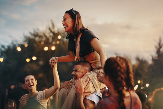 Friends at a summer festival concert