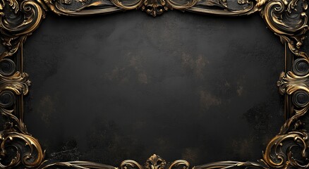 Ornate gold frame on dark background (1)
