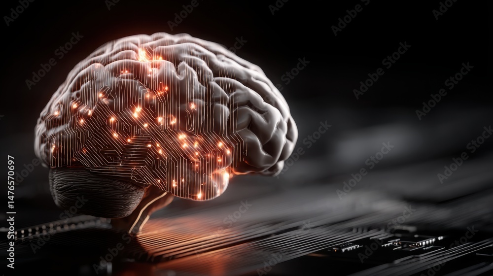 Poster ai control protocol icon concept representing centralized logic and rules for intelligent system man