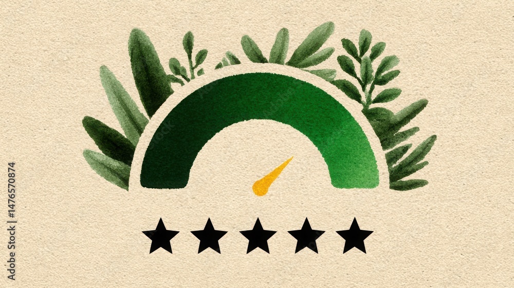 Poster ai efficiency index icon concept representing productivity scoring system for performance measuremen