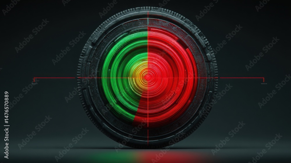 Poster ai efficiency radar icon concept depicting intelligent performance metrics for system evaluation and