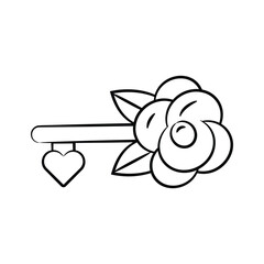 Check this amazing hand drawn icon of love key with a flower on it