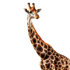 Obraz premium Majestic Giraffe Portrait: A close-up studio shot of a giraffe, showcasing its distinctive spotted coat, long neck, and soulful gaze, evokes the grandeur and grace of the African savanna.