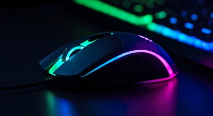Ergonomic illuminated gaming mouse and keyboard create vibrant desktop aesthetic