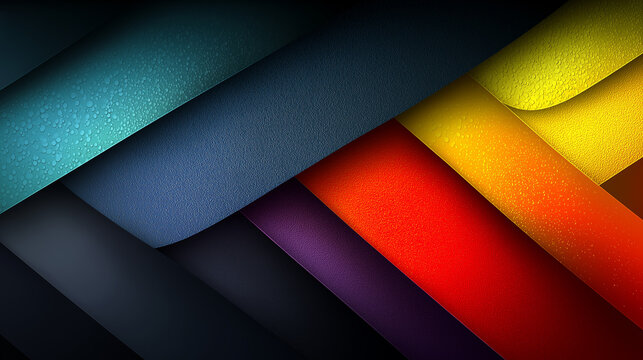 Abstract layered background with textured colorful curved stripes in bold gradient tones