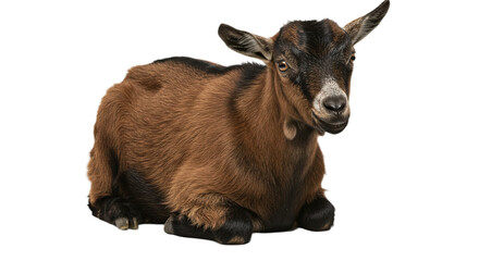 Goat sitting relax isolated on white or transparent background PNG