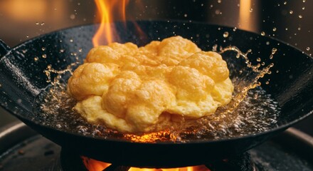 Thai-style egg puffing with hot oil
