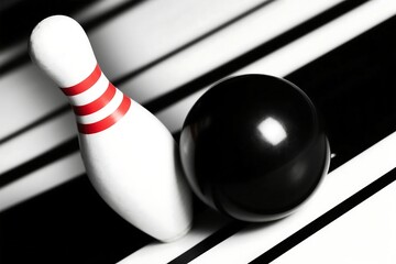 bowling pin and ball isolated on white background
