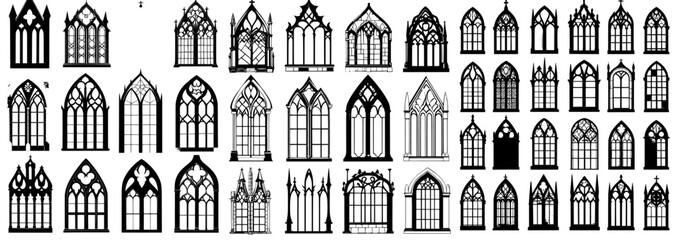 Vibrant crystal windows embody modern cartoon concepts, while a chapel features intricate gothic ornamentation and a basilica showcases vintage mosaic craft with medieval designs and arched
