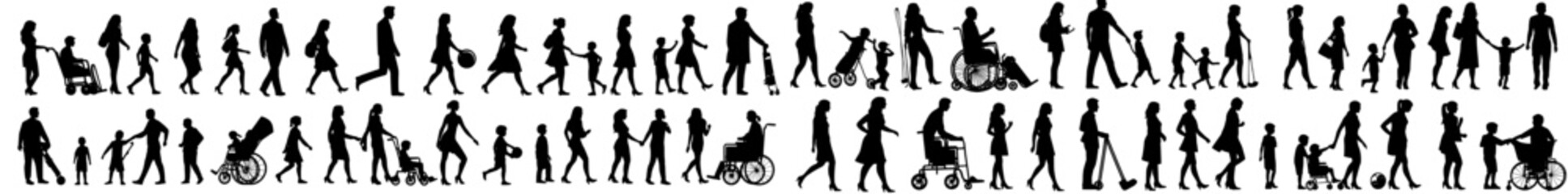 The silhouettes of individuals are showcased in architectural drawings, specifically in elevation and section views, to add a human element to 2D designs