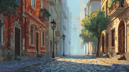 Fototapeta premium A quaint, sun-drenched European alleyway