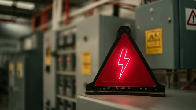 Warning sign for electrical hazard.