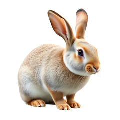 Obraz premium A Cute Bunny with long ear: A charming rabbit sits still, with its long ears perked up. This close-up shot captures its endearing features, from the soft fur to its delicate nose.