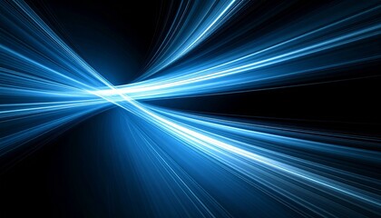 Abstract blue on black background texture. Dynamic curves ands blurs pattern. Detailed fractal graphics. Science and technology concept.