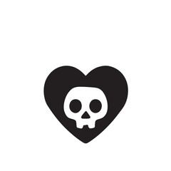 Heart-shaped silhouette with a skull graphic inside