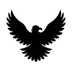 Flying eagle logo vector silhouette black