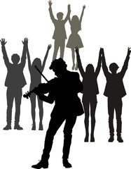 Fototapeta premium silhouette of a man with a violin.eps