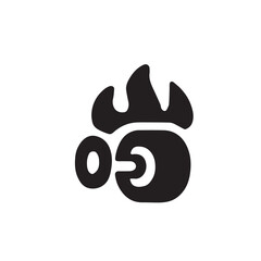 Stylized chicken head with flames