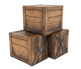 Stacked wooden crates. Aged, rustic wooden boxes arranged in a stack