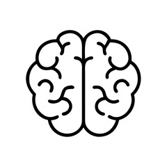 Obraz premium Minimalist black outline vector icon of a human brain, symbolizing intelligence, thinking, and mental activity in a medical concept.