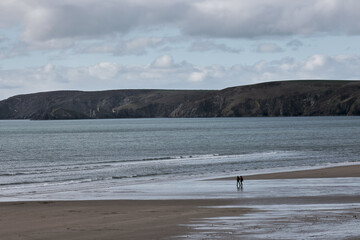Newgale Beach People walking on beach